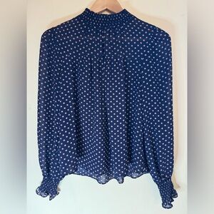 Elegant Navy Polka Dot Blouse